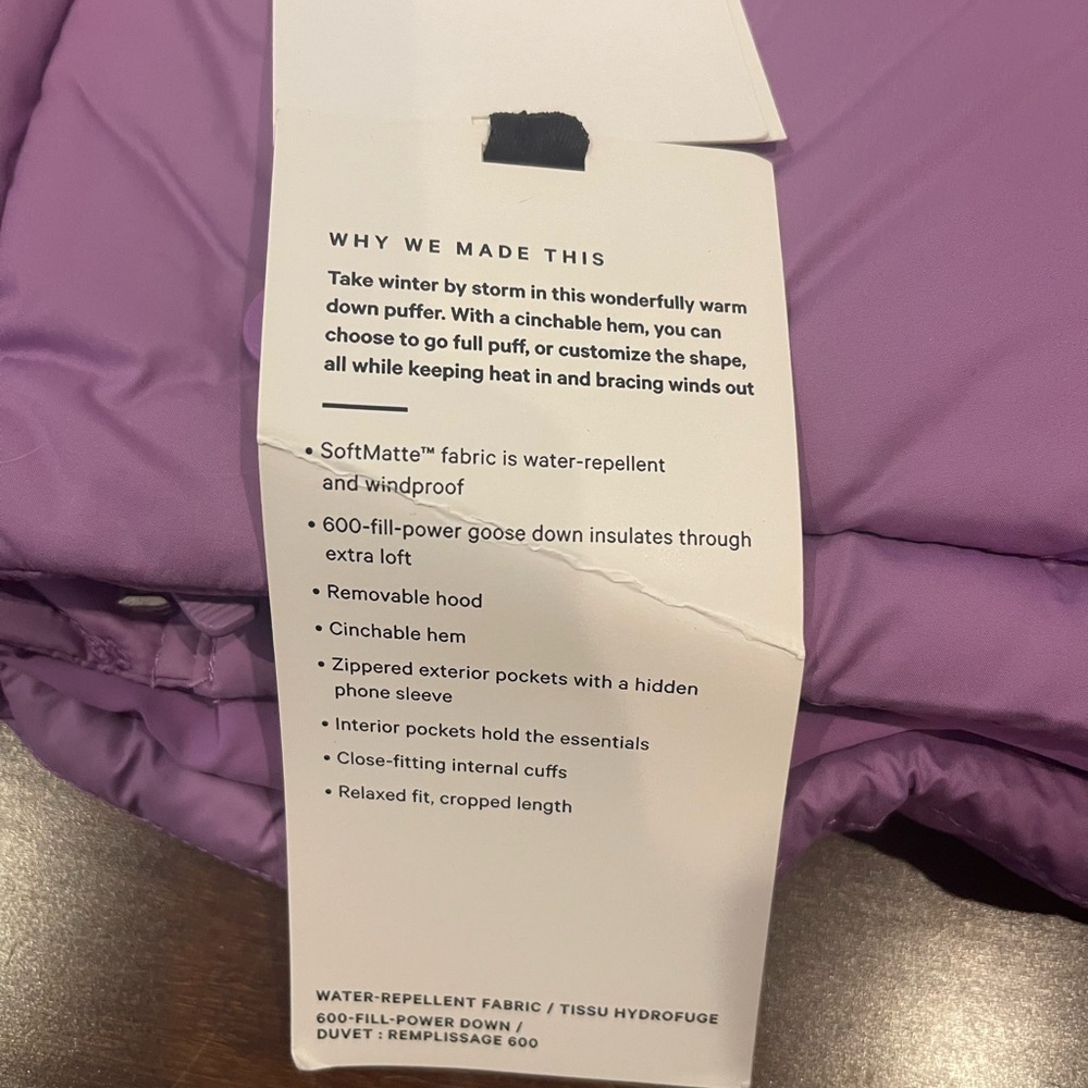 ***SOLD***donot purchase NWT LULULEMON WUNDER PUFF PURPLE LIGHT***SOLD*** - Picture 7 of 14